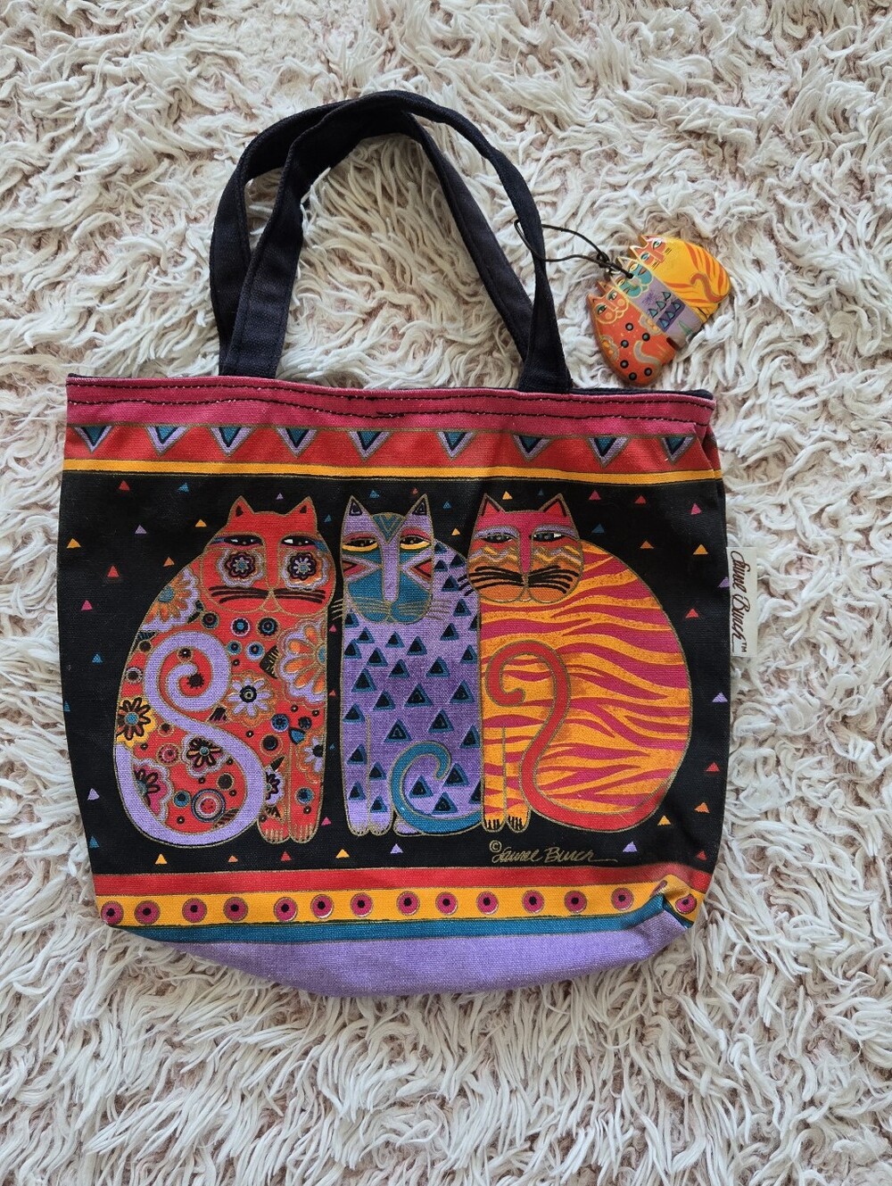 😻VTG Laurel Burch Canvas Book Bag